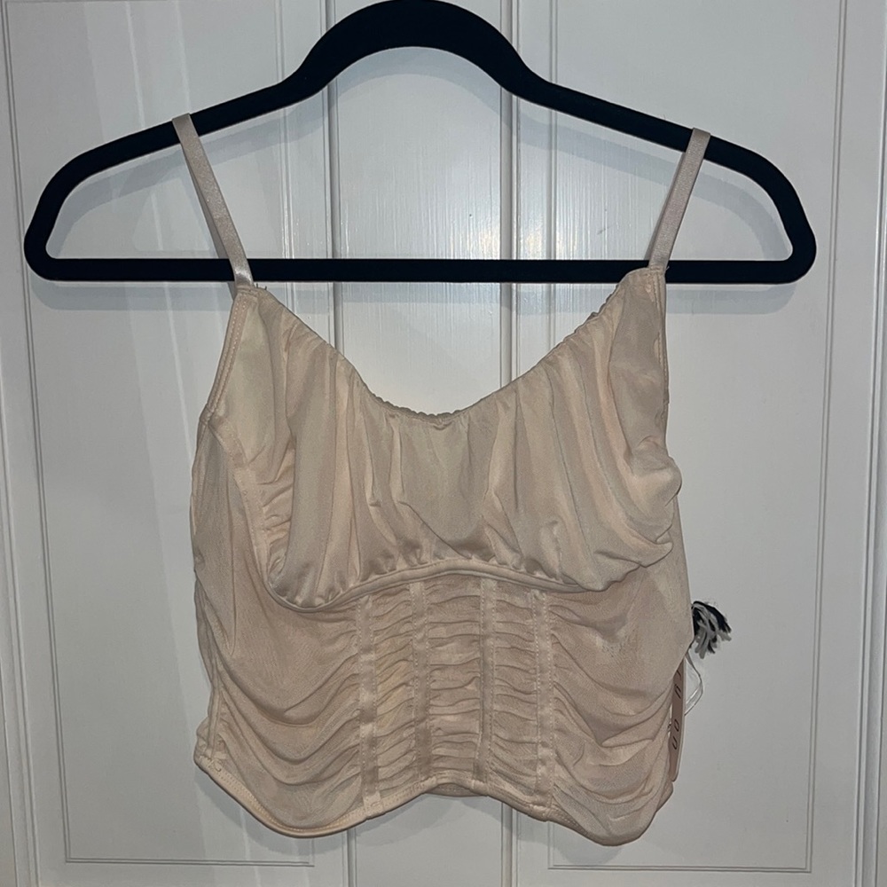 New with tags Mesh cream colored shirt